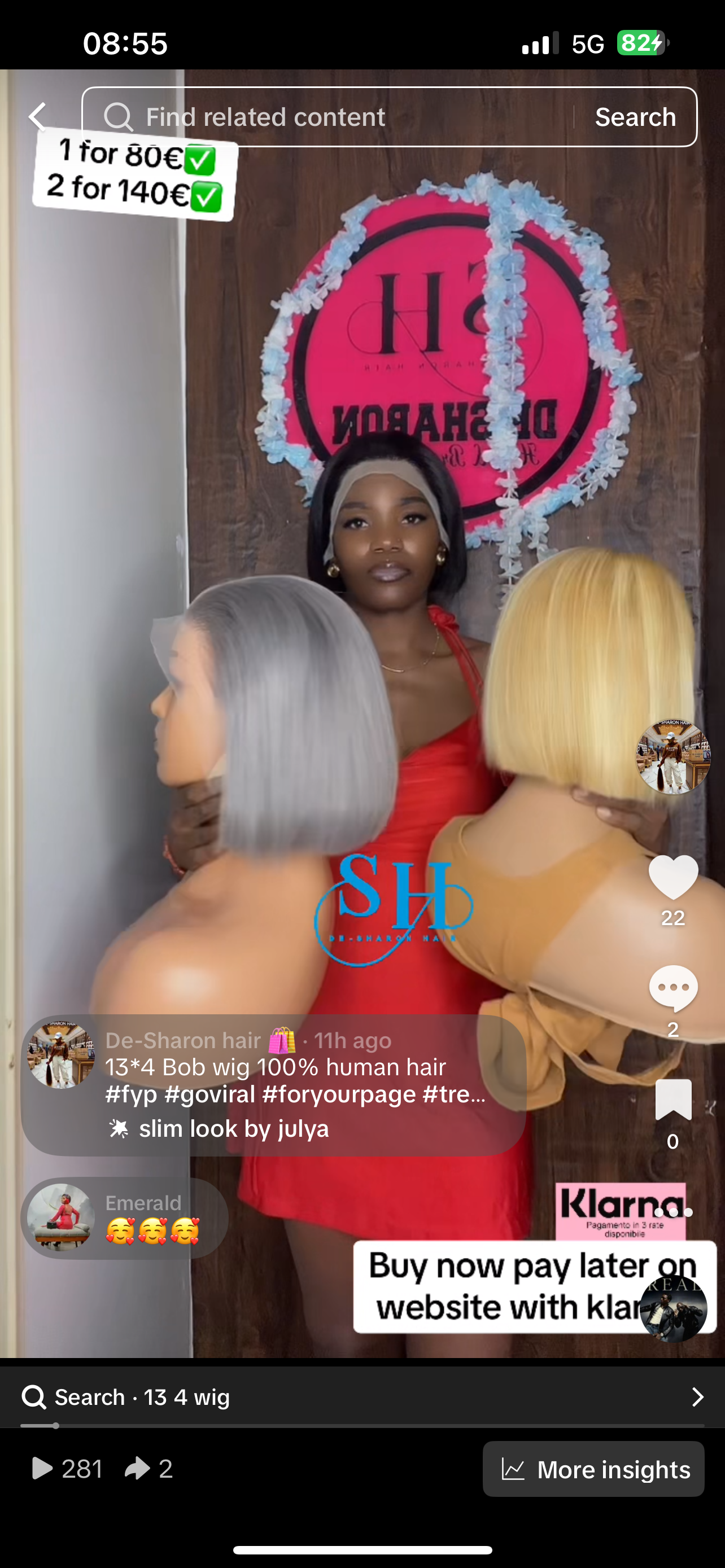 13*4 Bob wig