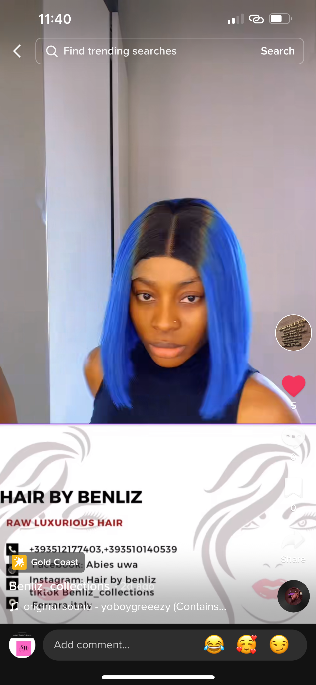 Blue wig gold sales coast